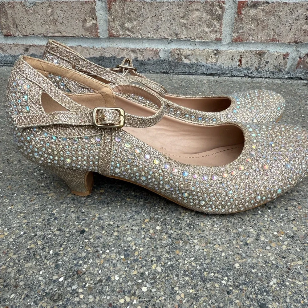 Link girls sequin rhinestone pageant formal dance heels 4